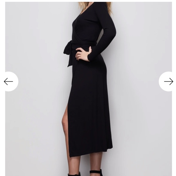 Good American | The Daynight Long Sleeve Wrap Dress in Black Size 2 - Picture 3 of 9